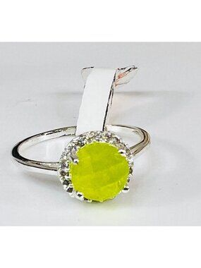Ring Bomb Party RIng, size 6 Fluorescent green gemstone